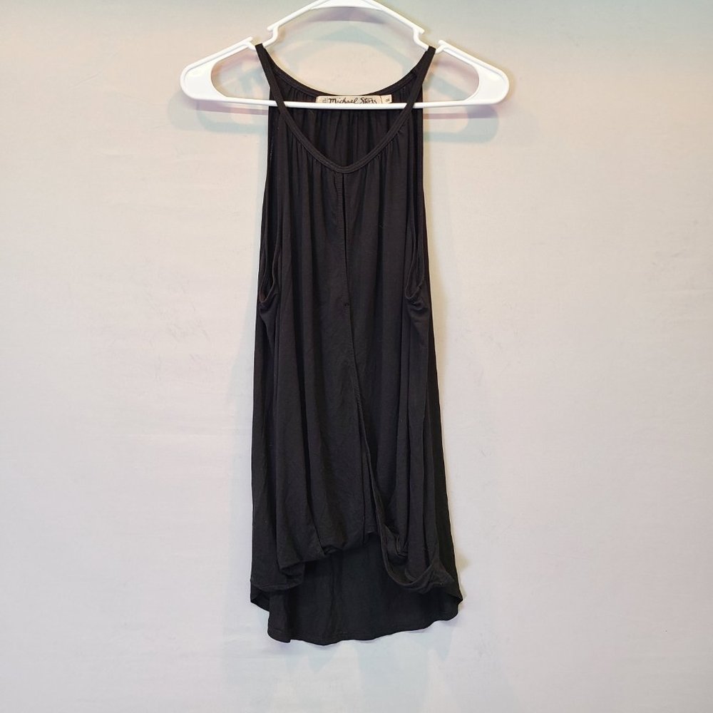 Michael Stars Black Sleeveless Keyhole High Low Halter Tank Top Womens One Size